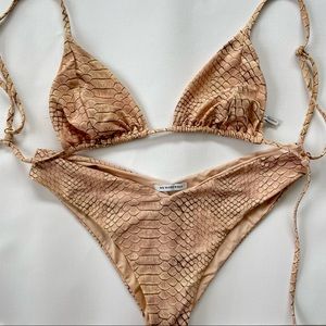 We Wore What Nude Snakeskin Bikini Set Size Small